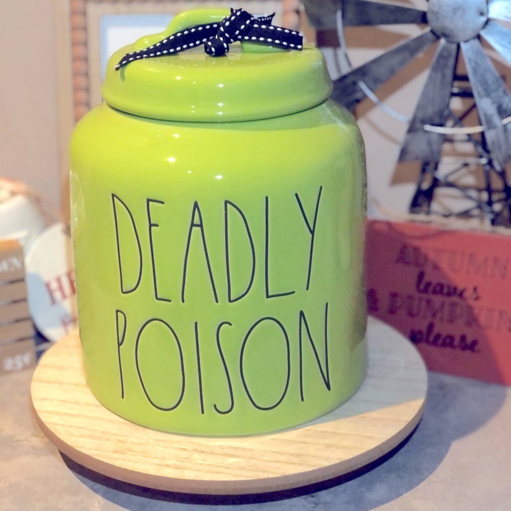 Rae Dunn Green Deadly Poison Canister